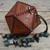 Leather Dice Bag Polygonal Dice Storage Boxes Reinforced Drawstring Dice Bags