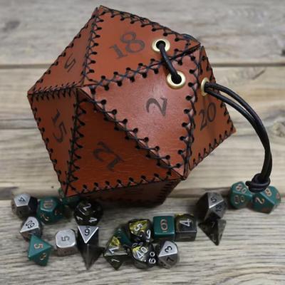 Кожаная сумка для игральных костей Многоугольные коробки для хранения игральных костей Усиленные сумки для игральных костей с завязками