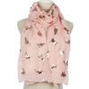 Polyester Cat Print Scarf with Frayed Hem Shawl Wrap Creative Gift Animal Scarf