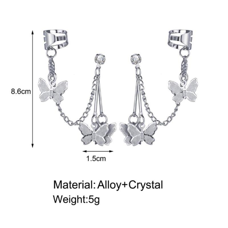 RUI RUI YU 1 пара женских серег из сплава в стиле ретро, ​​простые зажимы для ушей в форме бабочки