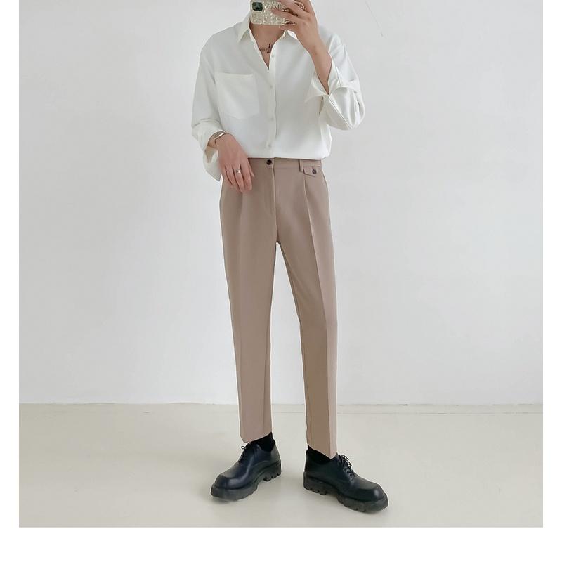 Весенняя рубашка с длинным рукавом, мужская однотонная модная рубашка, легкая повседневная рубашка для взрослых, свободный топ в корейском стиле