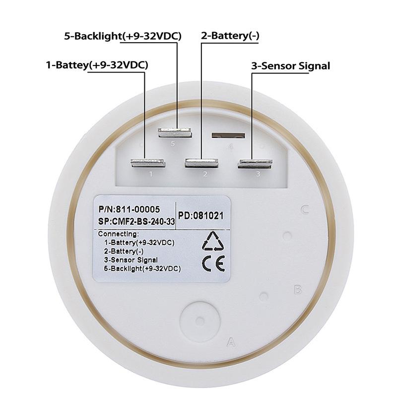 52mm Water Level Gauge With Water Level Sensor 0-190 Ohm Water Tank Level Indicator With Red Backlight 100-500mm Sensor