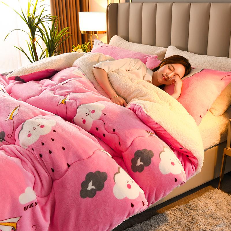 Зимнее фланелевое одеяло из овечьей шерсти: Толстый, теплый хлопок для односпальной кровати в общежитии