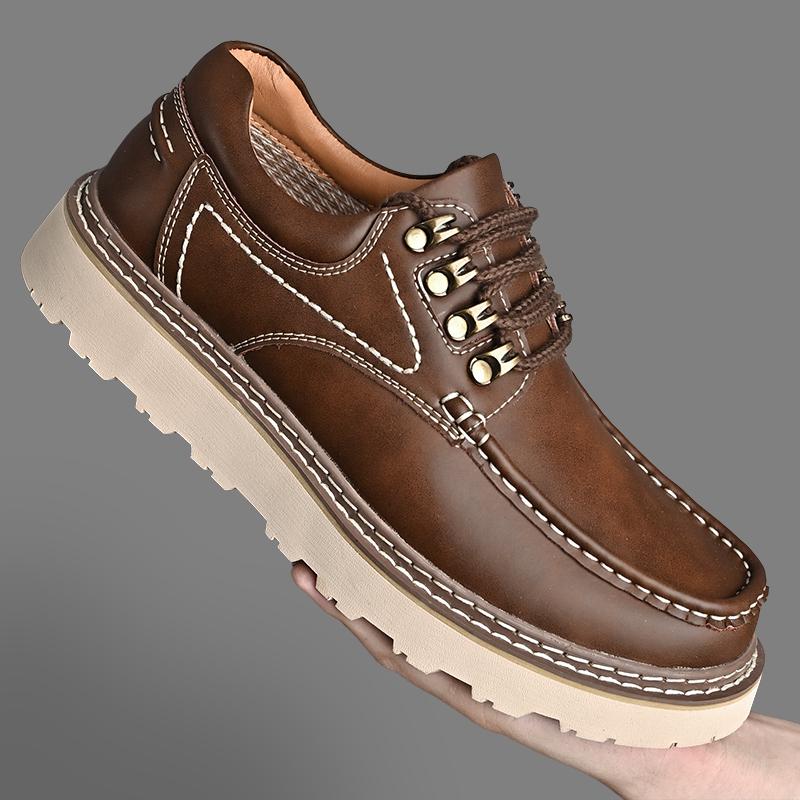 Мужская рабочая обувь из натуральной кожи для работы на открытом воздухе без стального козырька, размер 38-45