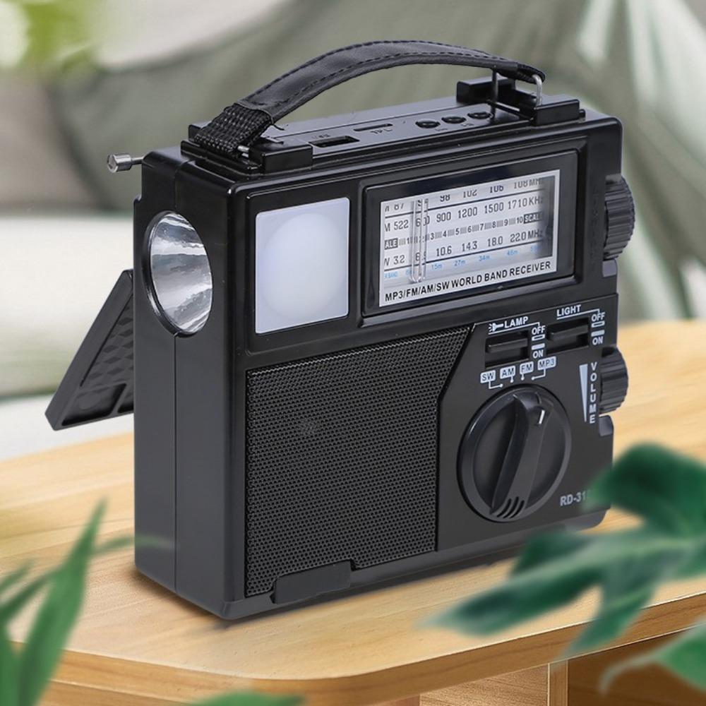 Music Player FM AM SW Radio Receiver LED Flashlight Wireless Bluetooth Speaker Camping