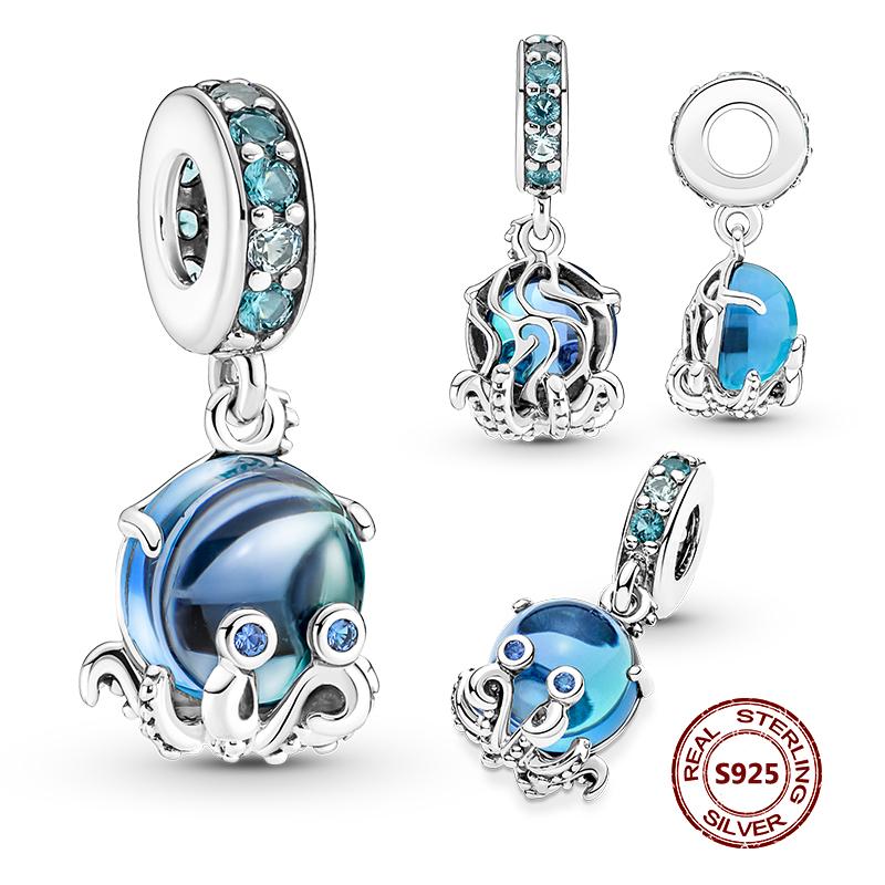 Подвески-хамелеоны, подходят модные оригинальные браслеты, серебро 925 пробы, циркон, осьминог, черепаха, бусина, бабочка, светлячок, подвеска, DIY изготовление ювелирных изделий