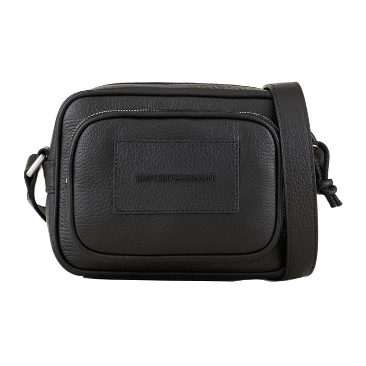 Emporio Armani Classic Logo Zip Floral Leather Camera Bag Men Shoulder Bag Black Y4M364-Y068E-80001