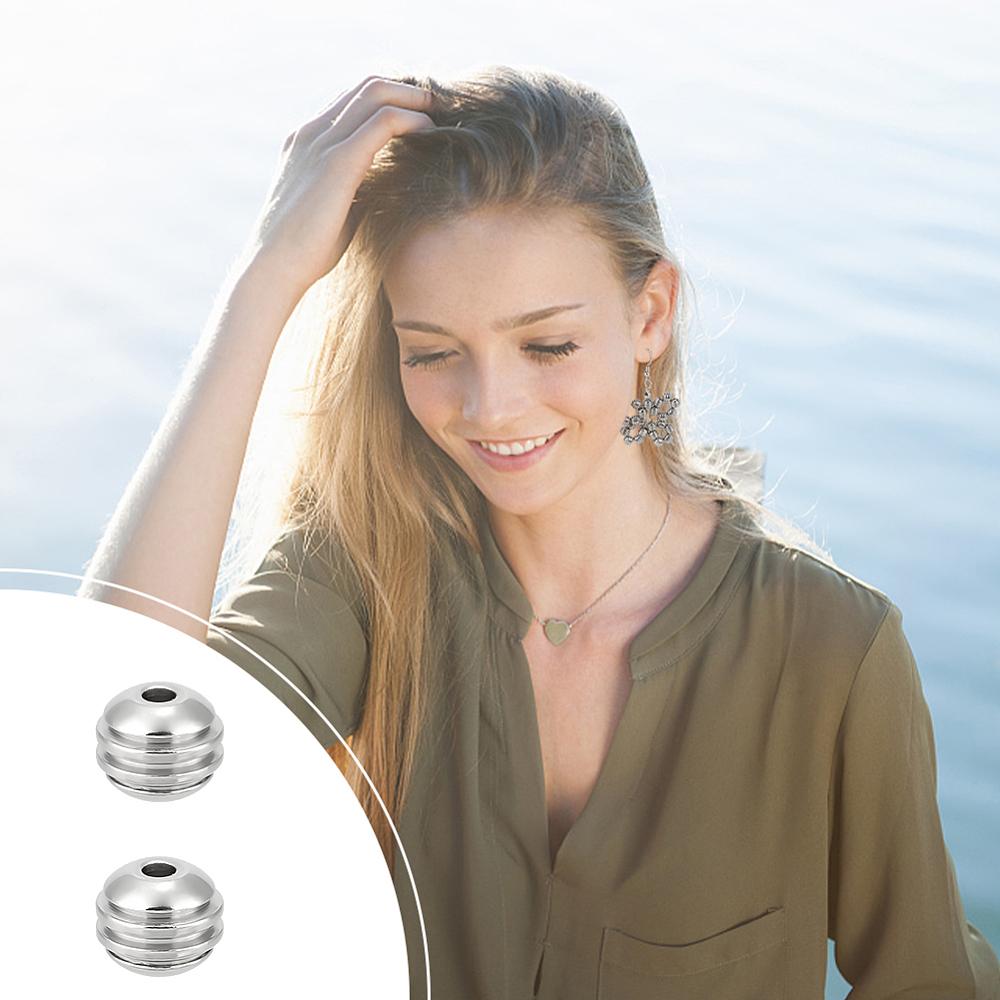 1box 100pcs 201 Stainless Steel Grooved Beads Rondelle Stainless Steel color 6x5mm Hole: 1.6mm