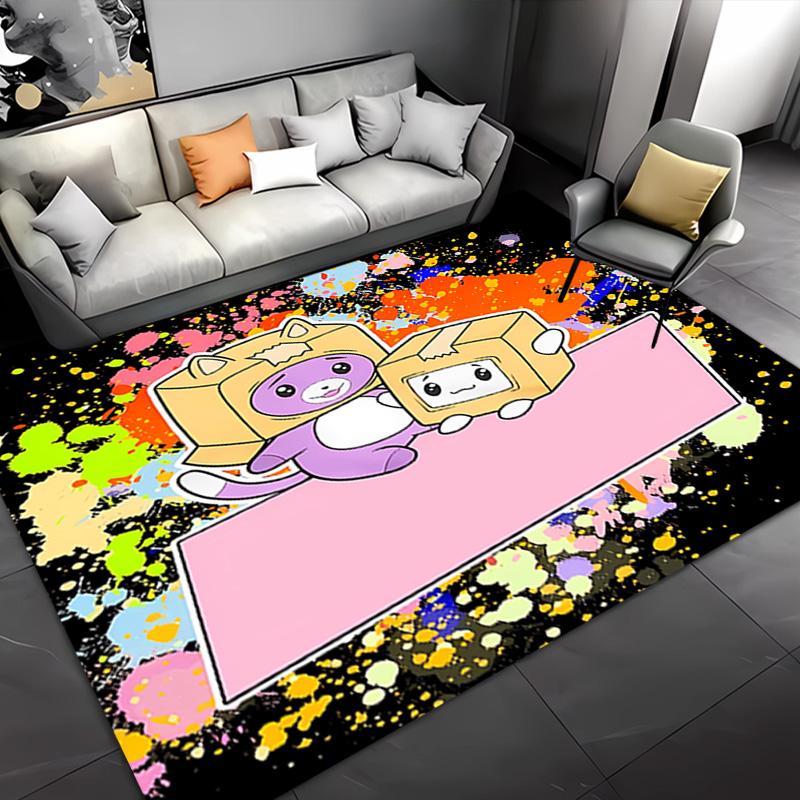 1pc Lankybox Foxy and Rocky2 Entrance Mat, Non-Slip Mat Area Rug,Room Decor, Outdoor Decor, Kitchen Rug,Doormat - Machine Washable, Easy to Clean