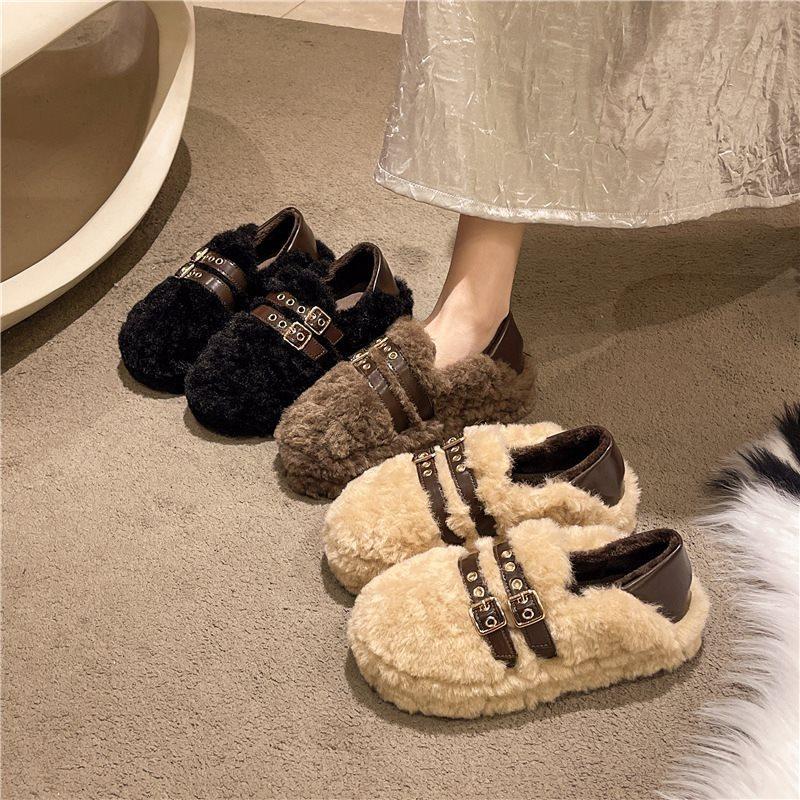 Cotton Shoes Mao Mao Shoes Mary Jane Autumn and Winter French Super Fire Outside a Pedal Children 2025 New Doudou Sole Wear Thick