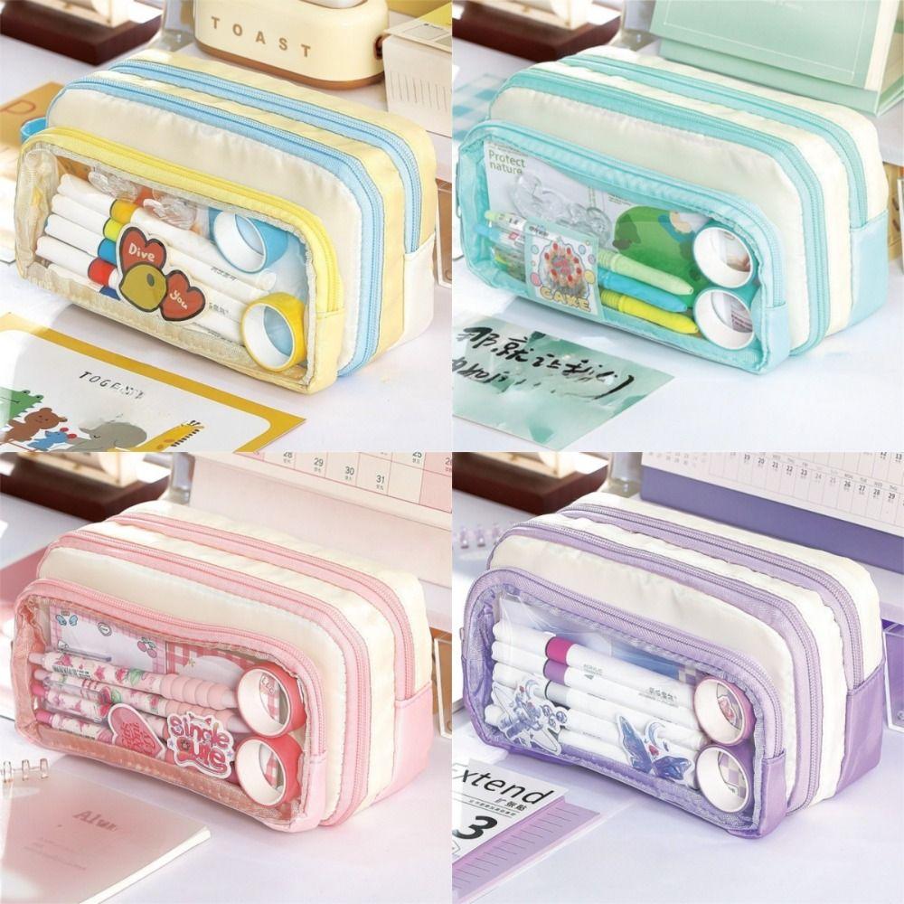 Portable Large Capacity Pencil Case Beauty Bag Cosmetic Storage Bag  Student Supplies