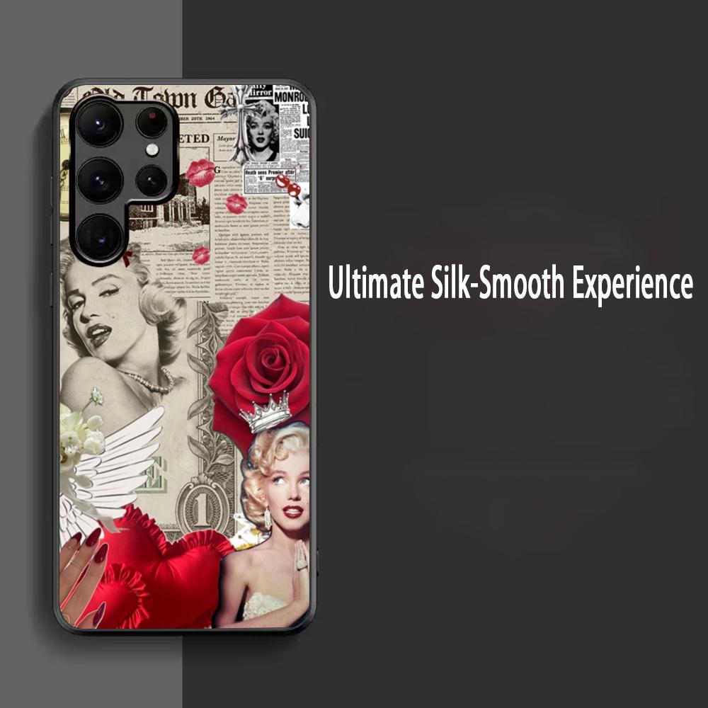Чехол для телефона с изображением секс-звезды Мэрилин Монро для Samsung Galaxy S25 S24 S23 S22 S21 S20 Plus Ultra Note20 Мягкий Черный