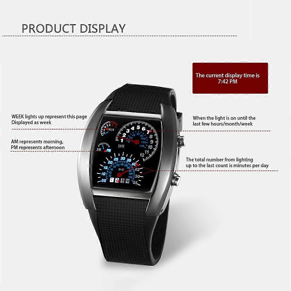 LED Electronic Aviation Watch with Unique Fan-shaped Dial