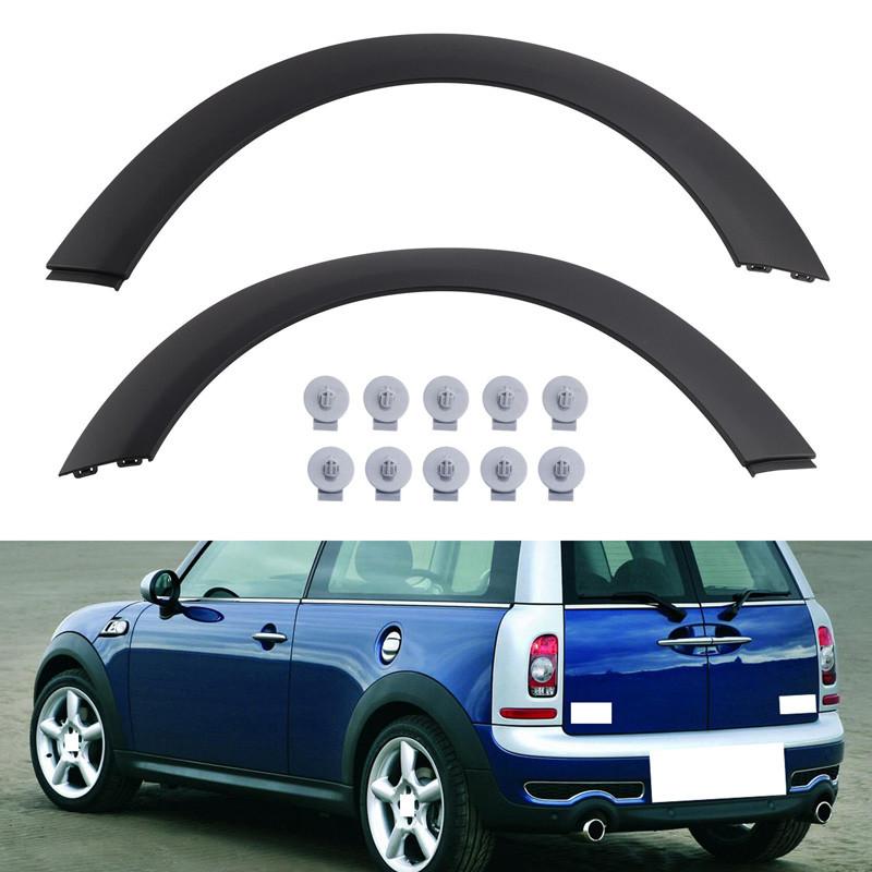 2Pcs Black Front Rear Wheel Arch Fender Flares For Mini Clubman R55 2007-2013 Car Wheel Eyebrow Protector Guard with Clips Trim Replacement Kit