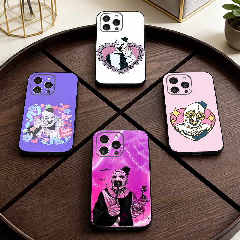 Чехол для телефона Art the Clown horror T-Terrifi для iPhone 17,16,15,14,13,12,11 Plus,Pro Max,XS, Мягкий силиконовый черный чехол