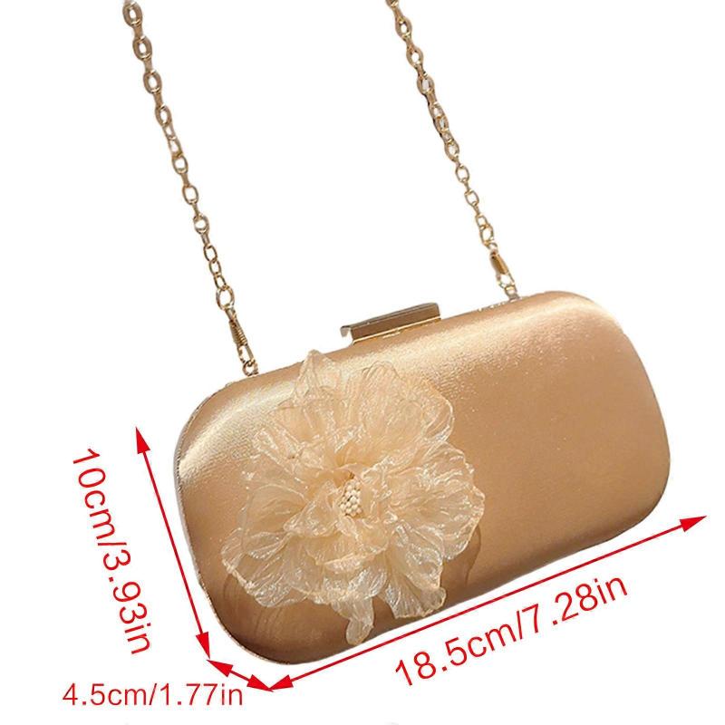 Stylish Flower Handbag for Women Shoulder Bag Evening Clutch Perfect for Parties and Weddings Gold