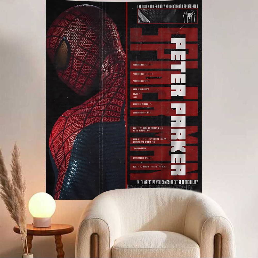 SSpider Cartoon Man Printed Large Wall Tapestry Hanging Tarot Hippie Wall Rugs Dorm Art Home Decor