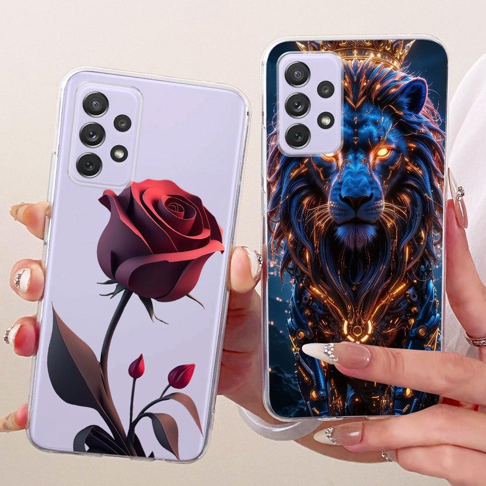 Прозрачный чехол для Samsung Galaxy A72 4G Милые модные цветы Забавный расписной корпус для Samsung A72 4G SM-A725M SM-A725F Чехол