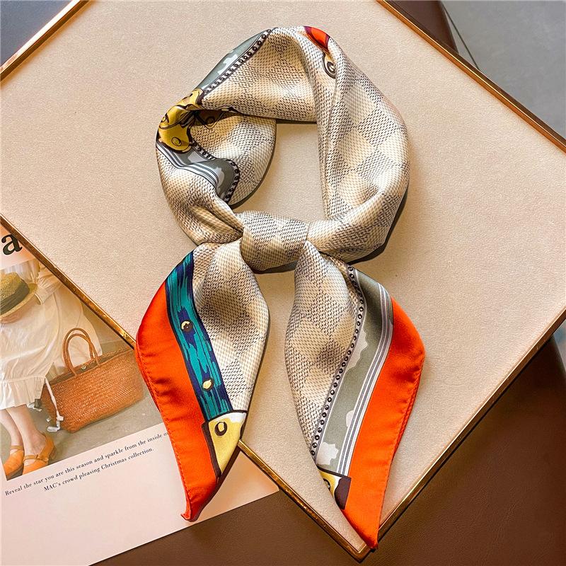 New polka dot thin sun-printed imitation silk scarf high-end shawl versatile neck scarf women's scarf