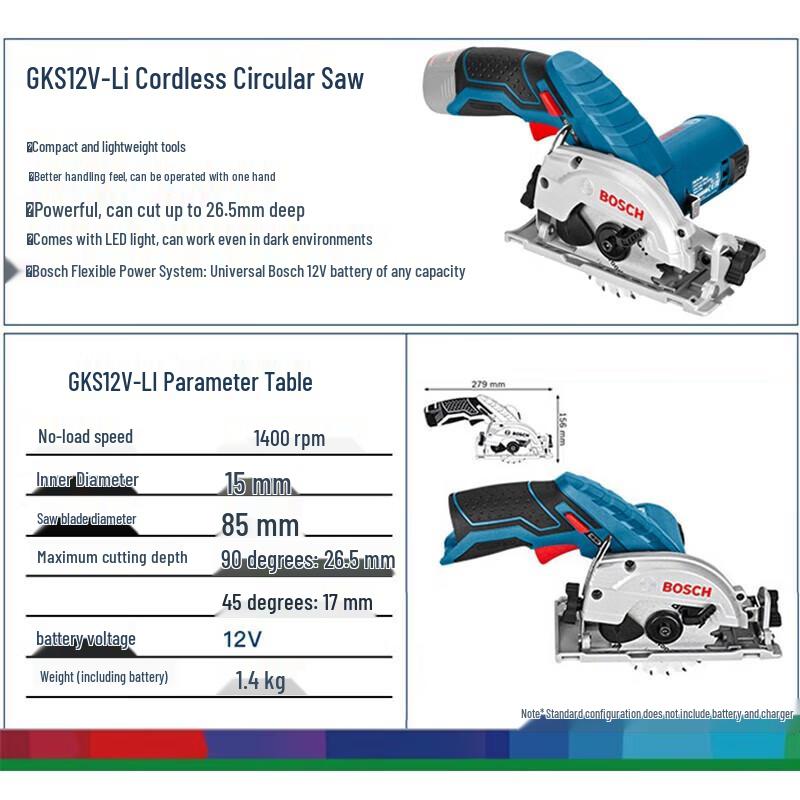 BOSCH GKS 12V-LI Cordless Circular Saw & Accessories CN plug (adapter included)