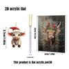 Christmas Advent Calendar 24 Pcs Highland Cow Ornaments 2D Acrylic Cute Animal Christmas Tree Decorations Xmas Countdown Gifts