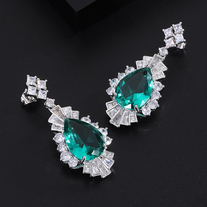 Серьги-иглы из серебра S925 пробы, искусственный цвет, драгоценные зеленые, морские, синие серьги, женские серьги из розового циркония