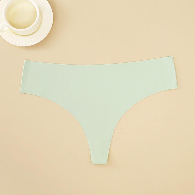 CINOON Women Sexy Seamless Thongs Fashion Low-Rise Ice Silk Ultra-thin G-String Solid Color Soft Comfort Briefs