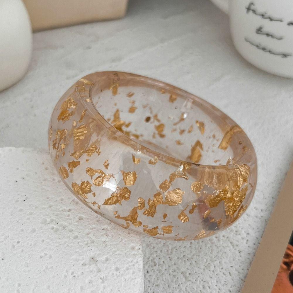 Transparent Chunky Bracelets Women Texture Wood Hand Ring Resin Exaggerate Bangles Girls