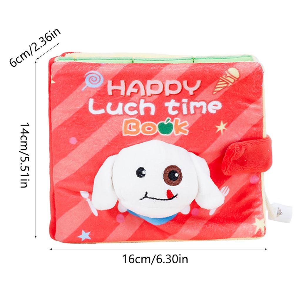 Dog Puzzle Toy for Treats Plush Snuffle Book Teething Gift for Boredom Pet Soft Biteable Squeak Toy for Small Size Breed