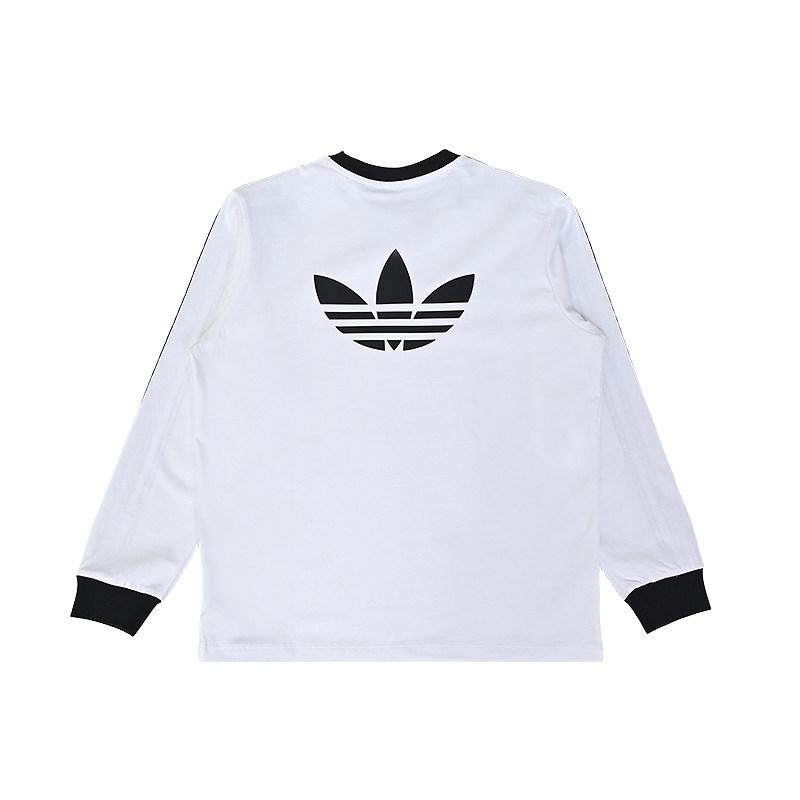 adidas Оригинальная хлопковая футболка с длинным рукавом и круглым вырезом в полоску для детей, топ KW1186