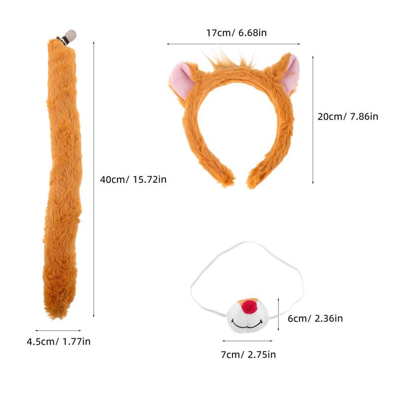 Chipmunk Plush Animal Ears Headband Tail Nose Set Halloween Party Cosplay Costume Dress Up Accessories
