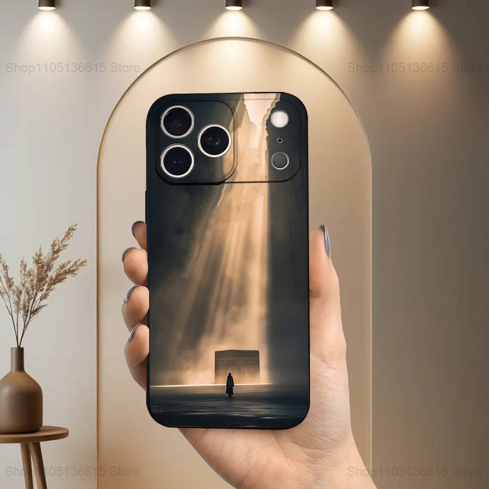 В Мекке Чехол-кошелек для паломников Для iPhone 11,12,15,14,13,16,17,Plus,Pro Max,XS,X,XR,SE,Mini,8,7,Мягкий силикон Черный