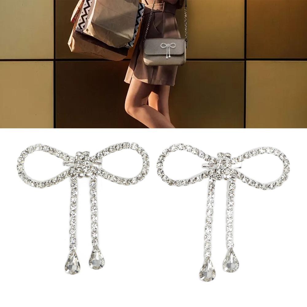 2pcs Shiny Finish Bow Brooch Pin Tassel Design Bowknot Brooch Pin Tassel Brooch Pin Daily Wear