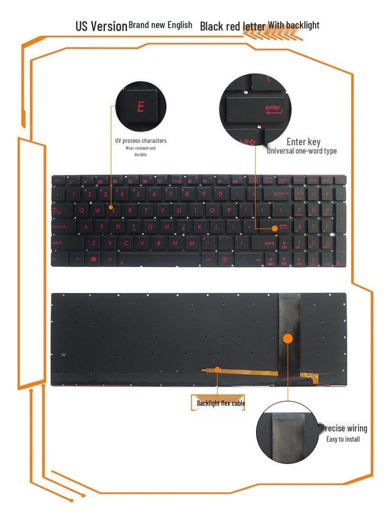 Совместимая клавиатура для моделей ASUS: N56DP/N56VZ/VM/N56/N76S/Q550L/N750/N550J (США/РФ).