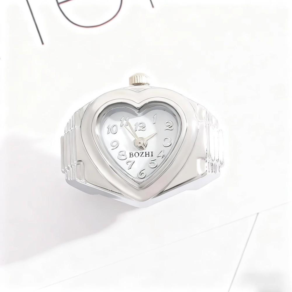 Stainless Steel Ring Watch Heart Shaped Quartz Movement Watch Alloy Ring Watch Fashion Accessories