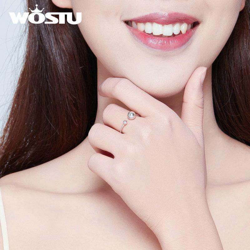 Симпатичные регулируемые кольца шар Стерлинговое серебро 925 Ювелирные изделия WOSTU