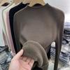 Женский толстый теплый вязаный свитер с воротником-гольф на флисовой подкладке, мягкий, уютный, базовый слой, однотонный, с длинным рукавом