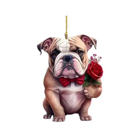 Милые подвески в виде кошки, собаки и розы, 2D акриловый брелок, новинка, шарм на тему питомцев для зеркала автомобиля, сумки, дома, праздничное украшение