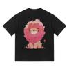 Trendy Summer New China-Chic High Street Creative Lion Print Loose Versatile Men's and Women's Short Sleeve T-shirts