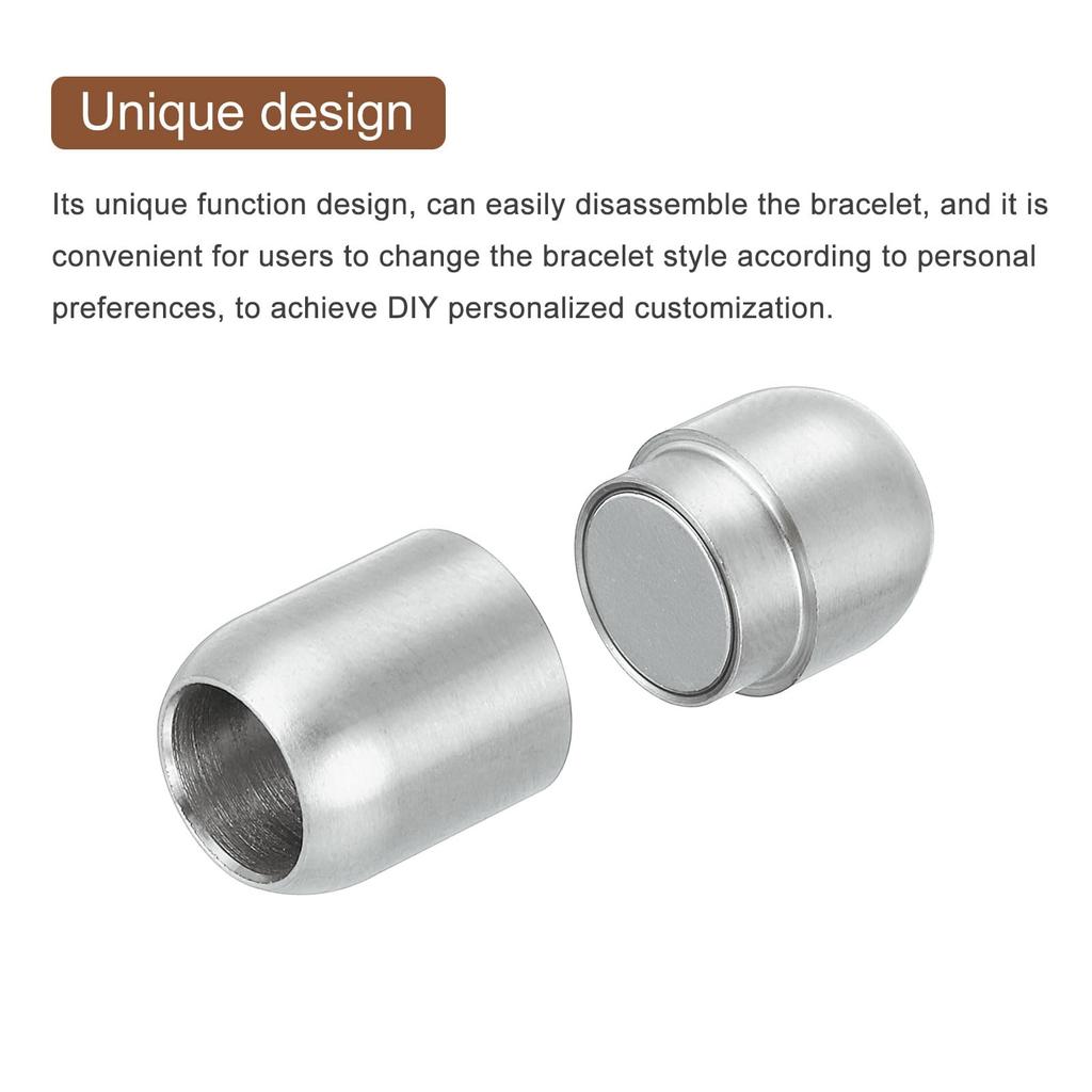 Leather Cord End 6pcs 8mm Hole Leather Cord End Cap Closure Leather Cord for DIY Supplies Silver [uxcell] Clasp, Clasp, Buckle, Craft,