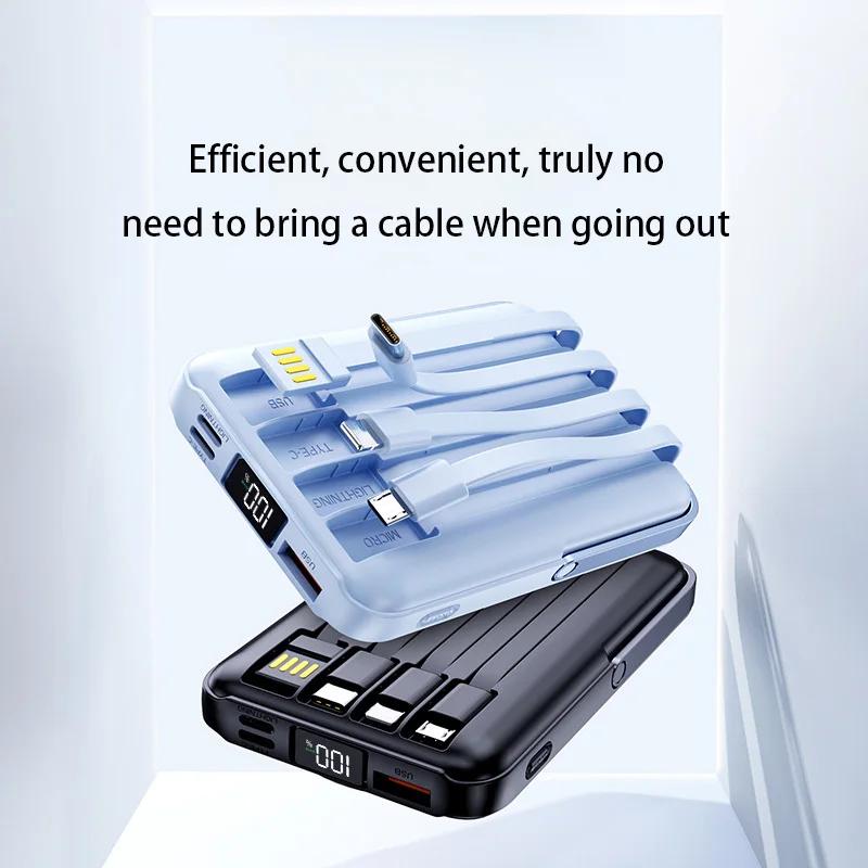 Магнитный беспроводной блок питания 50000 мАч, 22,5 Вт, сверхбыстрая зарядка, 15 Вт, зарядка PD, 20 Вт с четырехпроводной подставкой, мобильный портативный аккумулятор