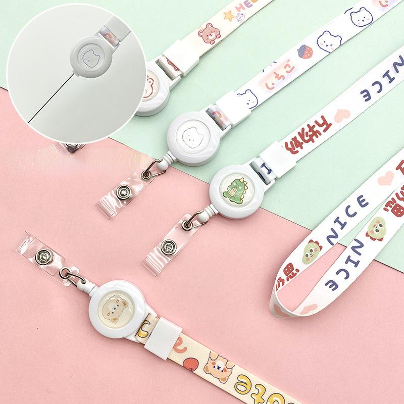 Cute Cartoon Retractable Badge Reels Lovely Animal Floral Fruit ID Card Lanyards Badge Holder Office Accessories School Supplies