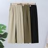 Женские брюки с высокой посадкой и прямыми штанинами - Весенне-летние свободные, на резинке, повседневные, тонкие, для женщин среднего и пожилого возраста