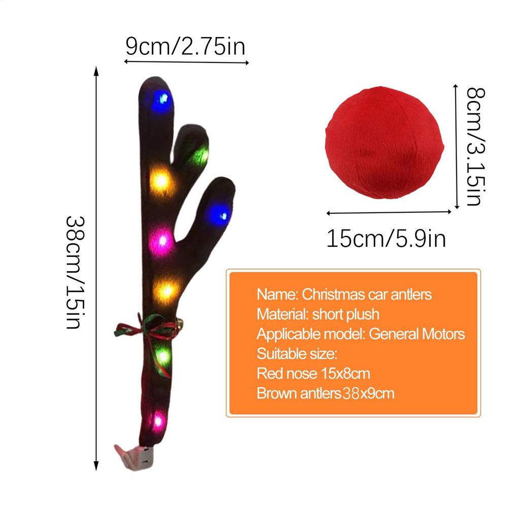 Рождественские рога для автомобиля со светодиодами, милые праздничные украшения с носом и бубенчиками, Рождественское украшение для автомобиля для путешествий, на каждый день, особенное