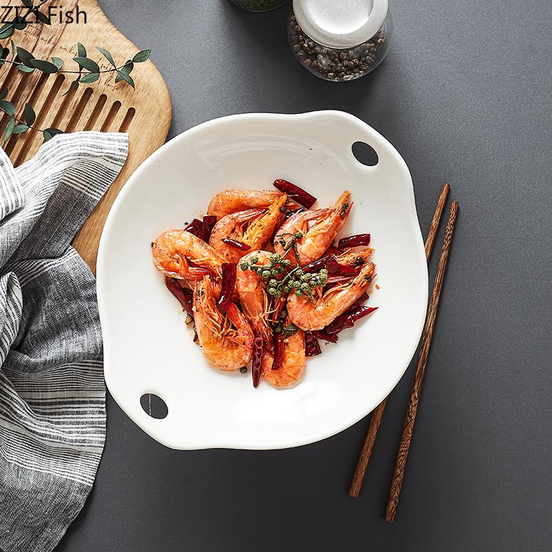 Креативная белая керамическая обеденная тарелка с подогревом в китайском стиле, посуда для отеля, дома, кухни, украшения, посуда