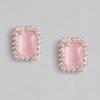 Квадратные дизайнерские серьги-гвоздики Estele с покрытием из розового золота и мятно-розовыми камнями для женщин