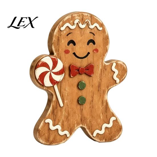 Tiered Tray Holiday Decorations Christmas Wooden Gingerbread Man Decor, Rustic Gingerbread, Candy Cane House Figurines, Xmas Family Gathering
