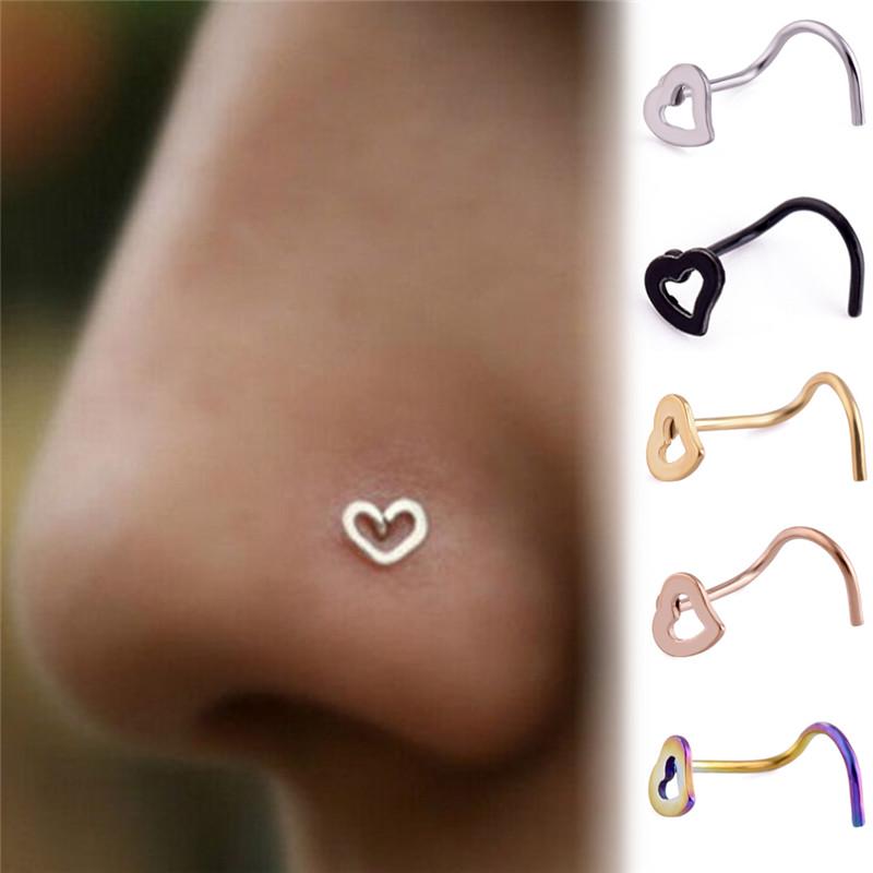 Stainless Steel Piercing Nose Ear Lip Ring Hoop Love Nose Ring Punk Jewelry