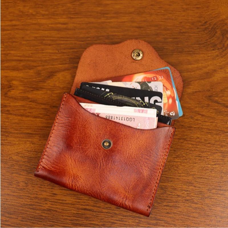 Distressed Leather Business Card Holder, Credit Cards Wallet for Men Slim Compact Vintage Card Holder Minimalist Card Organizer