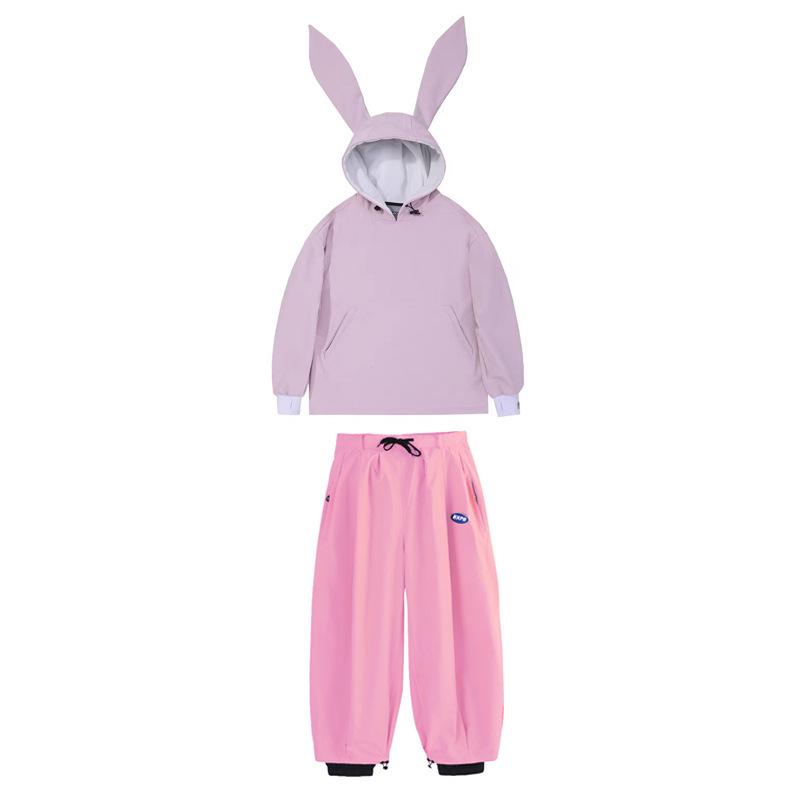 Универсальный сноубордический костюм с ушками кролика Dopamine: Комплект лыжной куртки и штанов для катания на одной/двух досках